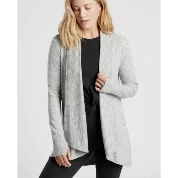 Athleta Pranayama Restore Wrap Cardigan Sweater Heather Gray Size S - Picture 1 of 8